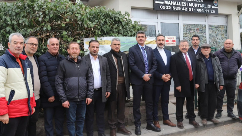 Gölbaşı Bahçelievler Mahallesi Muhtarı Cihat Ceylan'ı, Belediye Başkanları ziyaret etti.